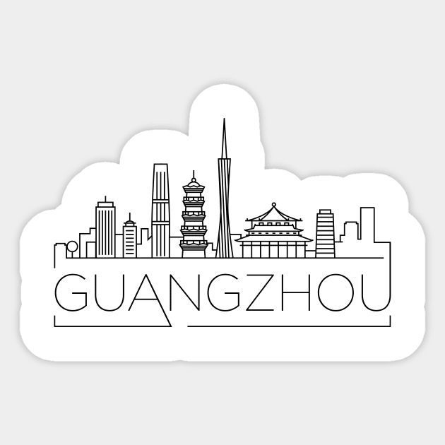 Guangzhou Minimal Skyline Sticker by kursatunsal